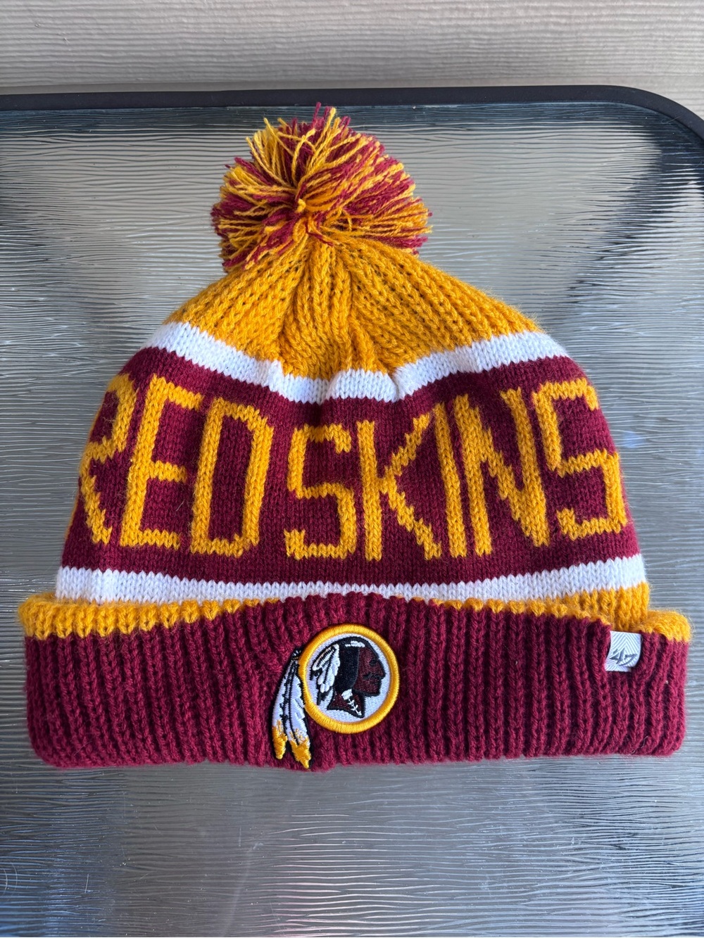 47 Brand Washington Commanders/Redskins Pom Beanie in Burgundy, Gold & White